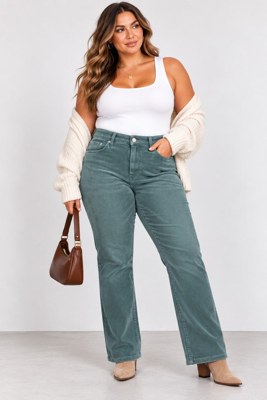 Lauren Ralph Lauren Green Corduroy Pants Women’s 16 Straight Leg Mid Rise NWT